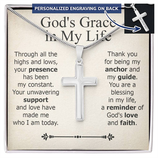 Personalized Steel Cross Necklace - You are a blessing in my life